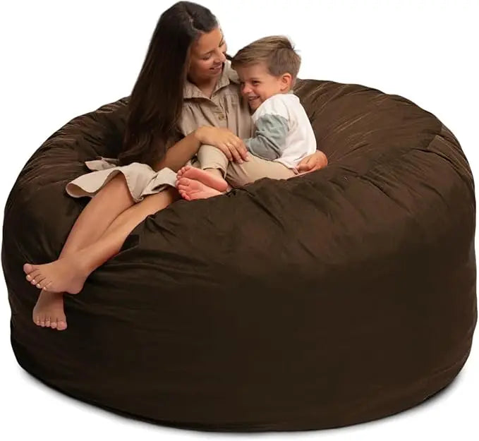 DANIELLA Sackura 6FT Suede Bean Bag Loveseat – Oversized Lounge Sofa Style | 63'' W