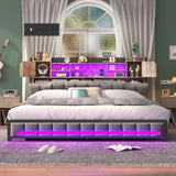 Aleyna Modern Queen 61.4" Wide Platform Bed Frame with LED Lights and Hidden Storage Headboard