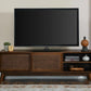 59 Inch Mid Century Modern TV Stand with Rattan Cabinet Doors, Boho TV Stand for 65 Inch TVs, Living Room/Bedroom TV Stand