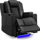Power Recliner Chair PU Leather Electric Massage Recliner Sofa for Living Room Home Seating with Cup Holders LED Lighting
