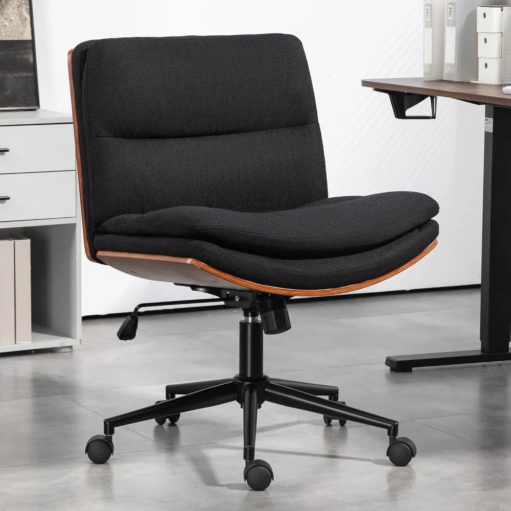 TUNISIA Armless Walnut Office Desk Chair with Wheels - Adjustable Height - 24.4" W