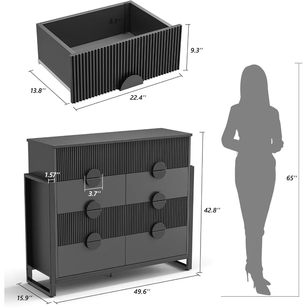 ISABEL Modern 8-Drawer Tall Dresser - 50'' Wide Chest of Drawers with Raised Legs