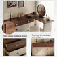 OLIVE Modern Solid Wood Vanity Table with Mirror & 6 Storage Drawers - 40'' Wide