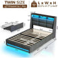 Halo Modern LED Upholstered Bed Frame with Storage Drawers and Headboard 78.7'' Wide