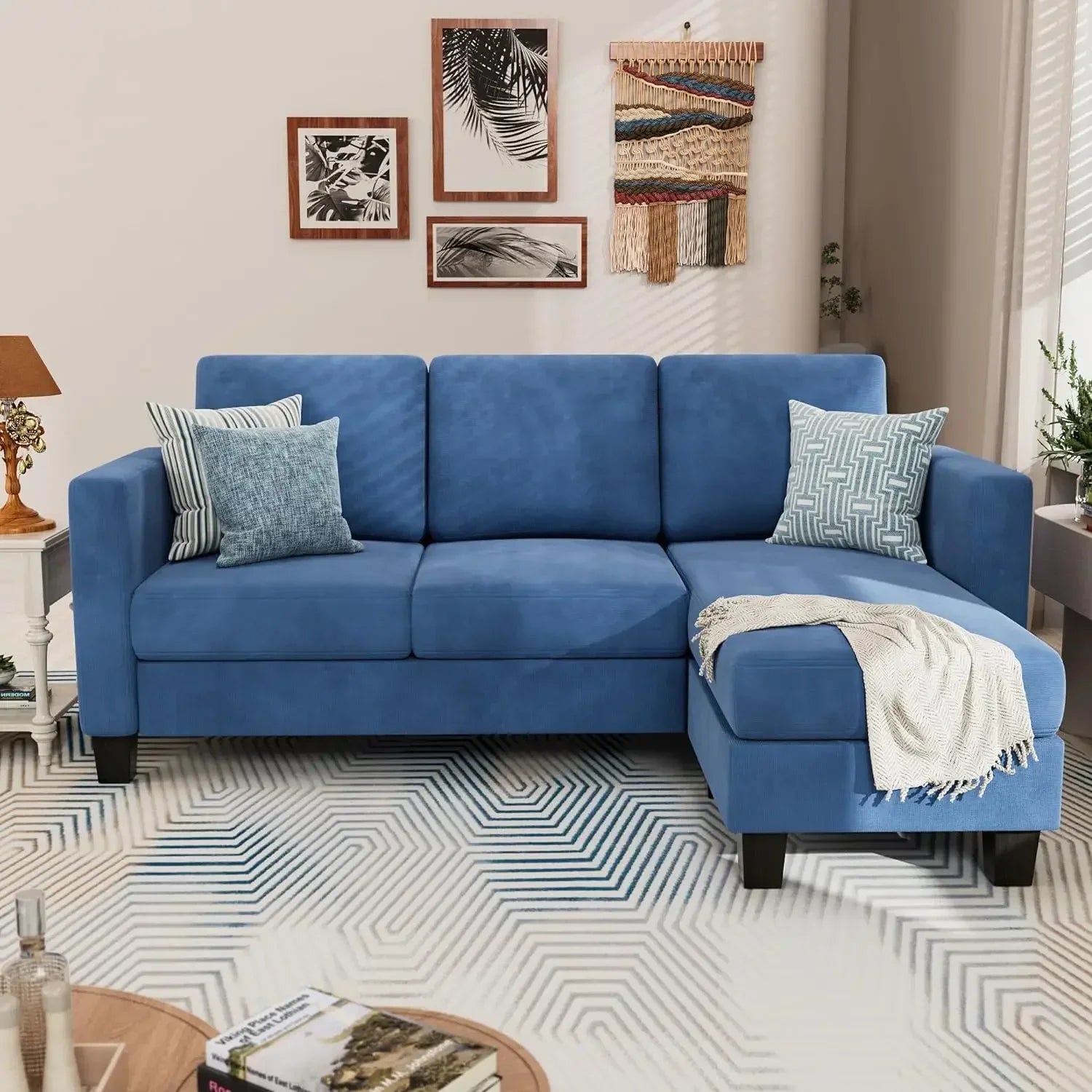 CALVIN Scandinavian Style Convertible L-Shaped Sectional Sofa – Linen Fabric Couch | 70.8"W
