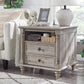 PAYTON Farmhouse End Table - Rustic Wood Nightstand with Charging Station