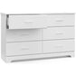 Minimalist Modern 6-Drawer Double Dresser – White Wood Chest – 53.5"W