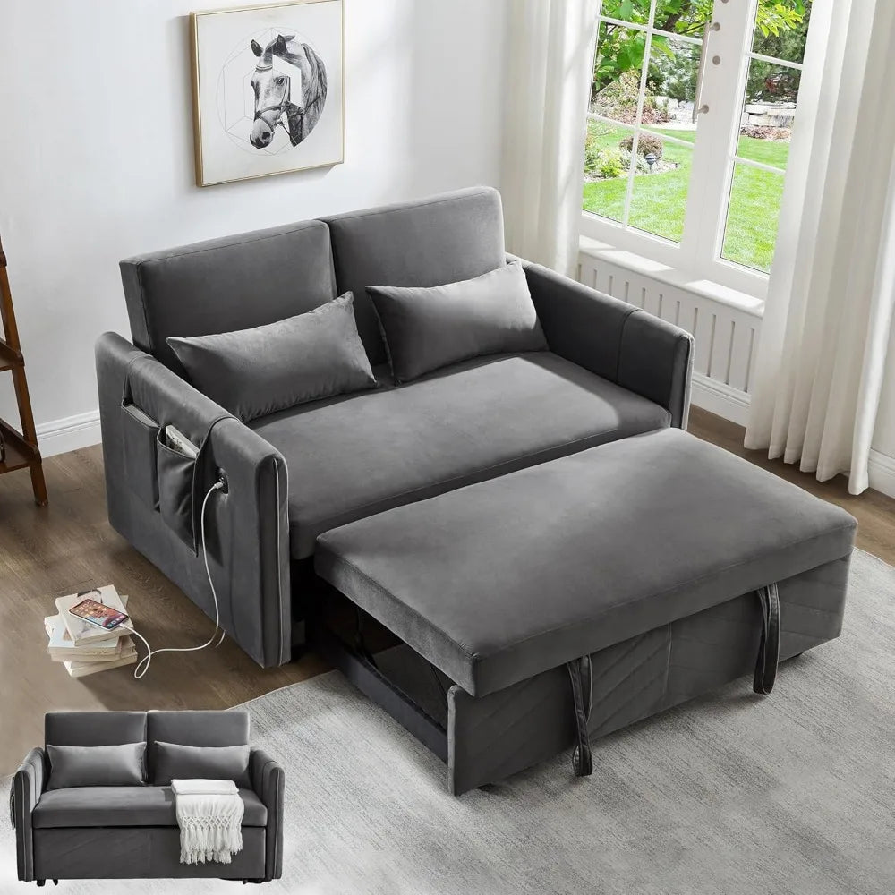 SARAH Modern Sleeper Sofa Bed – 3-in-1 Pull-Out Loveseat with Adjustable Backrest - 33.1"