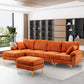 RYKER Modern Velvet U-Shaped Sectional Sofa with Chaise & Ottoman – Sectional Couch – 114.17" W