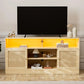 ADRIAN LED Rattan TV Stand Entertainment Center with Storage – 55" W 