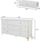 NOA Modern Geometric High Gloss 6-Drawer Dresser - 63"W