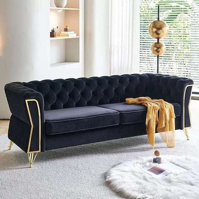 RYAN Minimalist Modern Velvet Chesterfield Sofa – Deep Seat 3- 87.4"