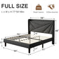 IVY Upholstered Bed Frame with Charging Station, Platform Bed Frame with Storage Headboard