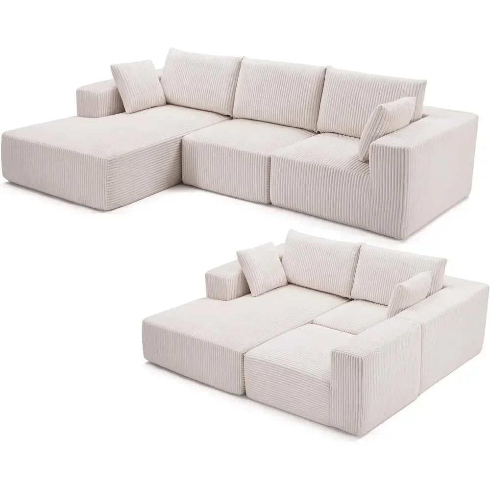 ALEXA Minimalist Modern Modular Sectional Sofa, L-Shaped - 104.3"