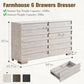 NOELLE Farmhouse 6-Drawer Rustic Wood Dresser - 54'' Wide Chest of Drawers for Bedroom
