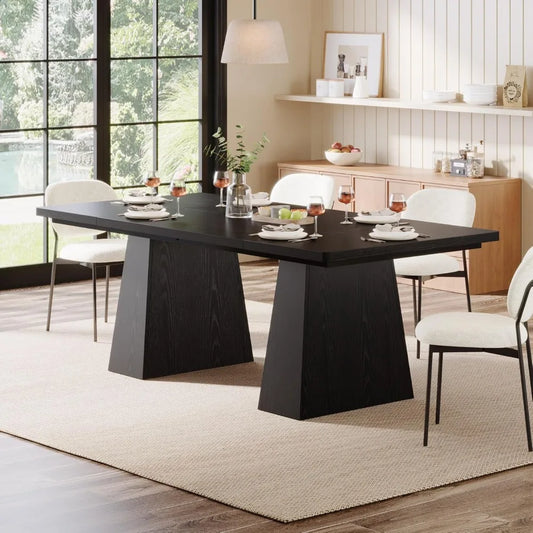 JESSICA Modern Black Rectangular Dining Table - 63" W
