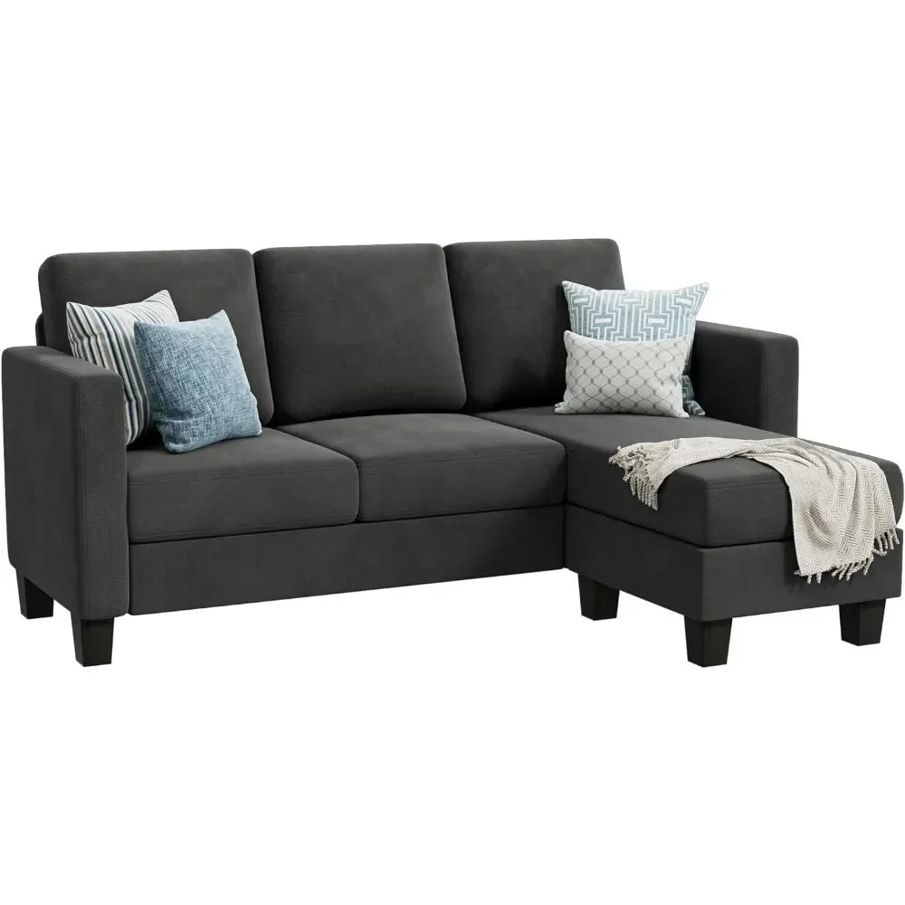 CALVIN Scandinavian Style Convertible L-Shaped Sectional Sofa – Linen Fabric Couch | 70.8"W