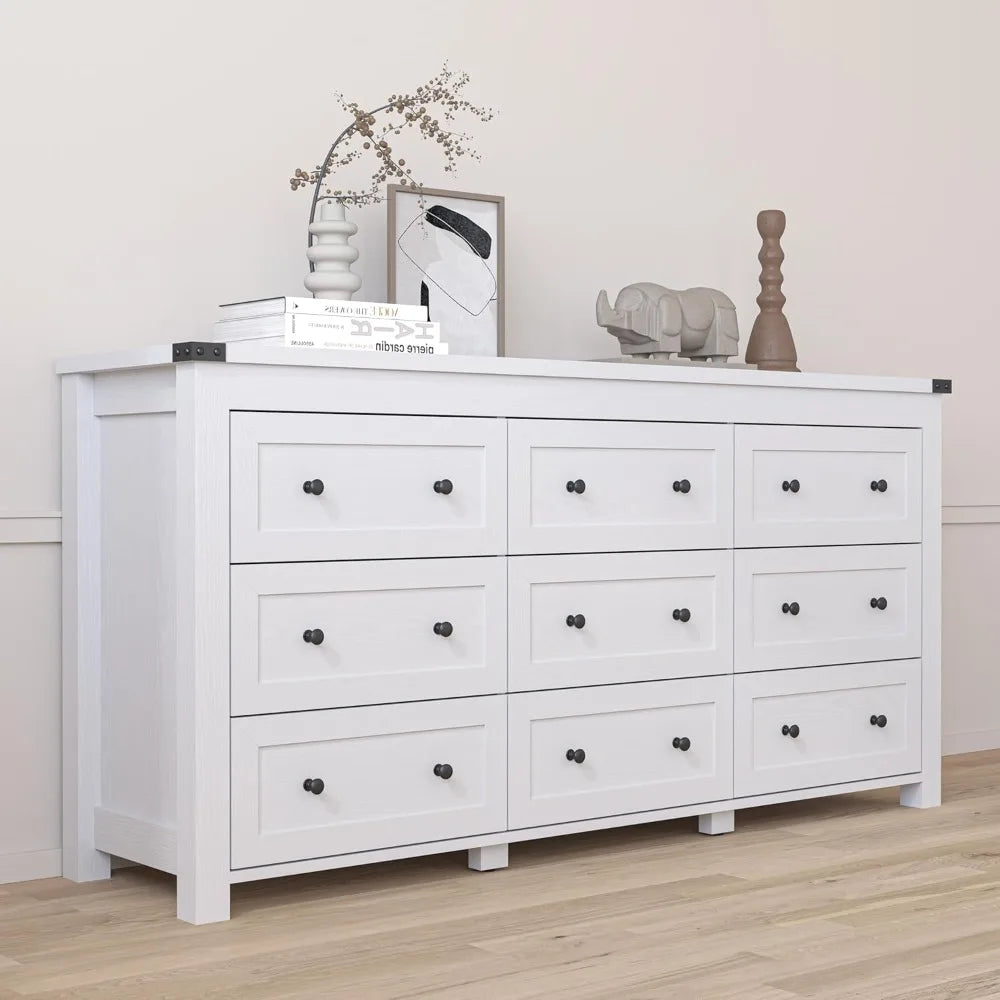 AMAYA Modern Minimalist 9-Drawer Wooden Dresser - 59"