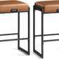 Bar Stools Set of 2, Counter Height Bar Stools, Synthetic Leather with Stitching, Mid-Century Modern