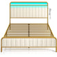 HANNAH Modern Queen Size Bed Frame with LED Headboard, Charging Station & Storage