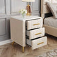 JOANNA Velvet Upholstered Nightstand with Faux Marble Top, 3-Drawer Modern Bedside Table - 16.3''