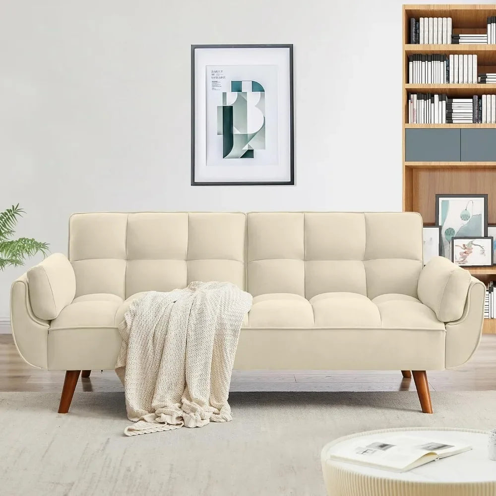 BENJAMIN 3-Seater Tufted Sofa Bed, Modern Convertible Futon Sofa - 75"