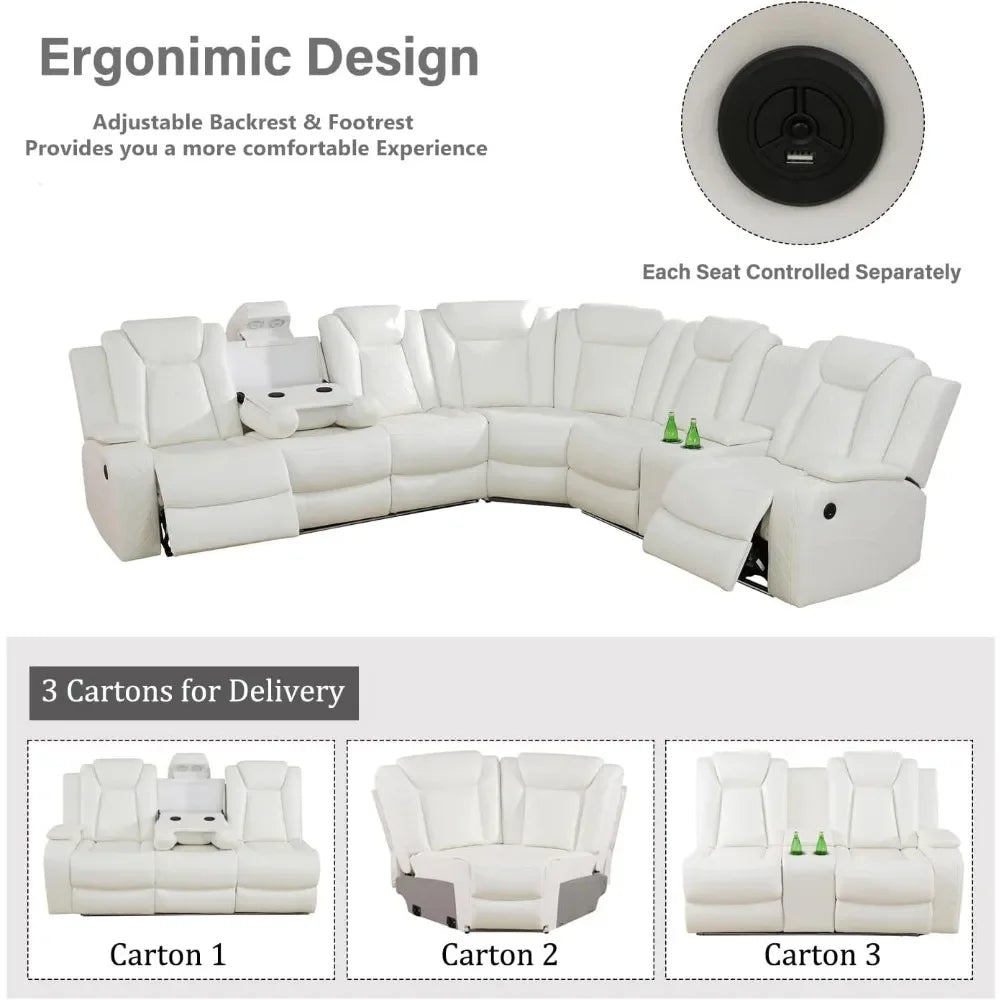 HUDSON Minimalist Modern Power Reclining Sectional Sofa - 79" W