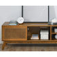 59 Inch Mid Century Modern TV Stand with Rattan Cabinet Doors, Boho TV Stand for 65 Inch TVs, Living Room/Bedroom TV Stand