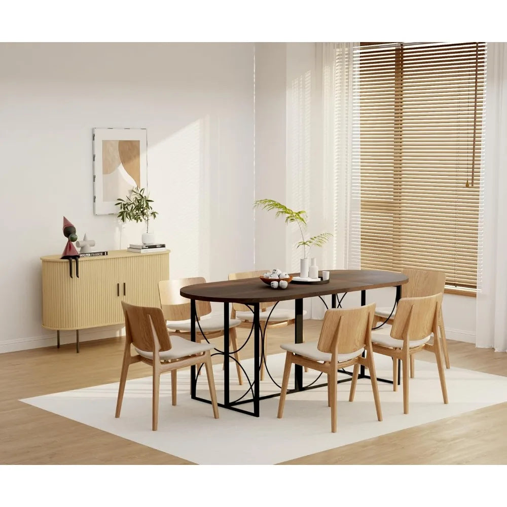 MICHAEL Modern Walnut Oval Dining Table - Large Dining Table for 8 People - 71" W