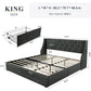 JOSEPHINE Elegant Wingback Upholstered Queen Bed Frame with Storage Drawers - 60"