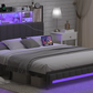 Aleyna Modern Queen 61.4" Wide Platform Bed Frame with LED Lights and Hidden Storage Headboard