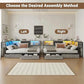 CECILIA Modern Twin Corner Bed Frame with LED Lights, Bookcase, and Storage Drawers