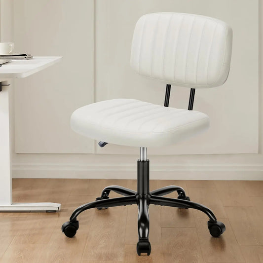 BISSAU PU Leather Office Desk Chair – Low Back Swivel Chair with Adjustable Height – 17.12" W