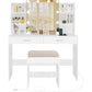 RUTH Modern Hollywood Vanity Desk with LED Mirror & Storage - 42.5''