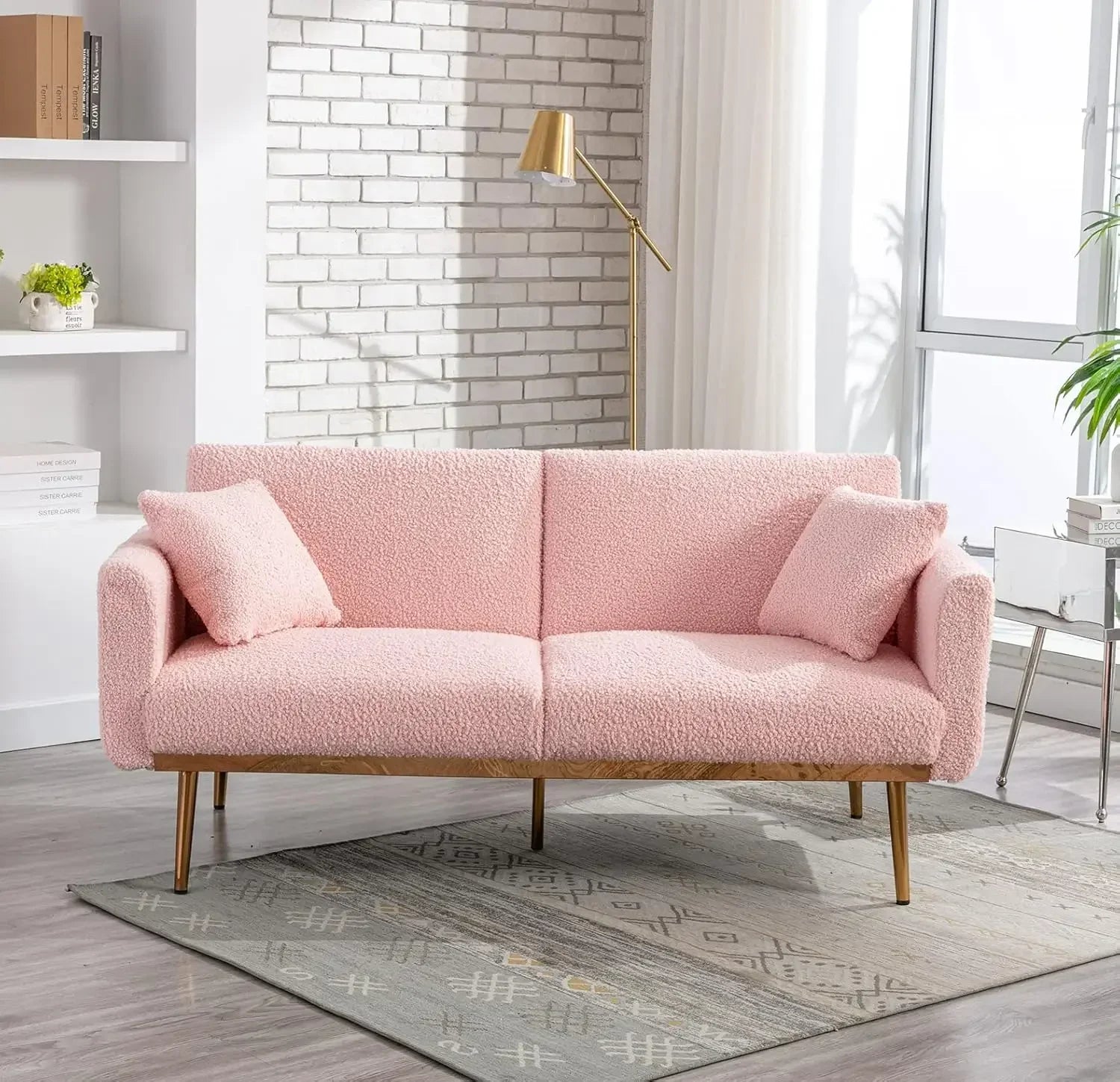 MADISON Modern Sofa Bed, Convertible Loveseat with 2 Decorative Pillows - 63.78"