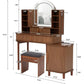 SARA Modern Fluted Vanity Desk Set with LED Mirror & Charging Station - 47.24''