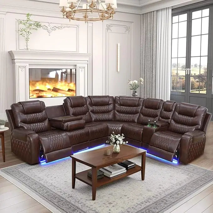 HUDSON Minimalist Modern Power Reclining Sectional Sofa - 79" W