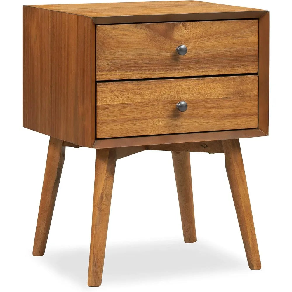 RAYA Mid-Century Modern Wooden Nightstand - 17.5'' Wide
