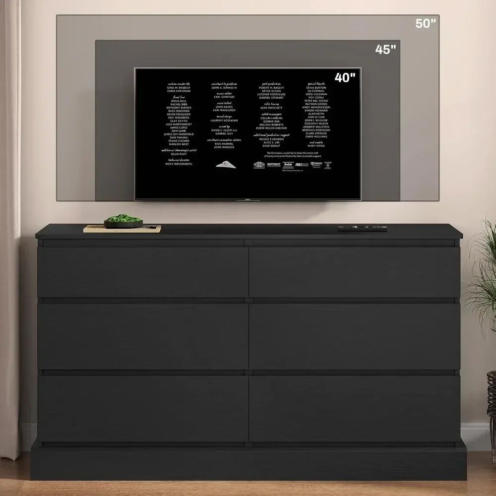 GIA Modern Minimalist 6-Drawer Wooden Dresser – Wide Storage Chest | 51.5'' W