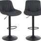 Bar Stools Set of 2, Swivel Counter Height Barstools with Back, Adjustable Faux PU Leather Bar Chairs, Modern Armless