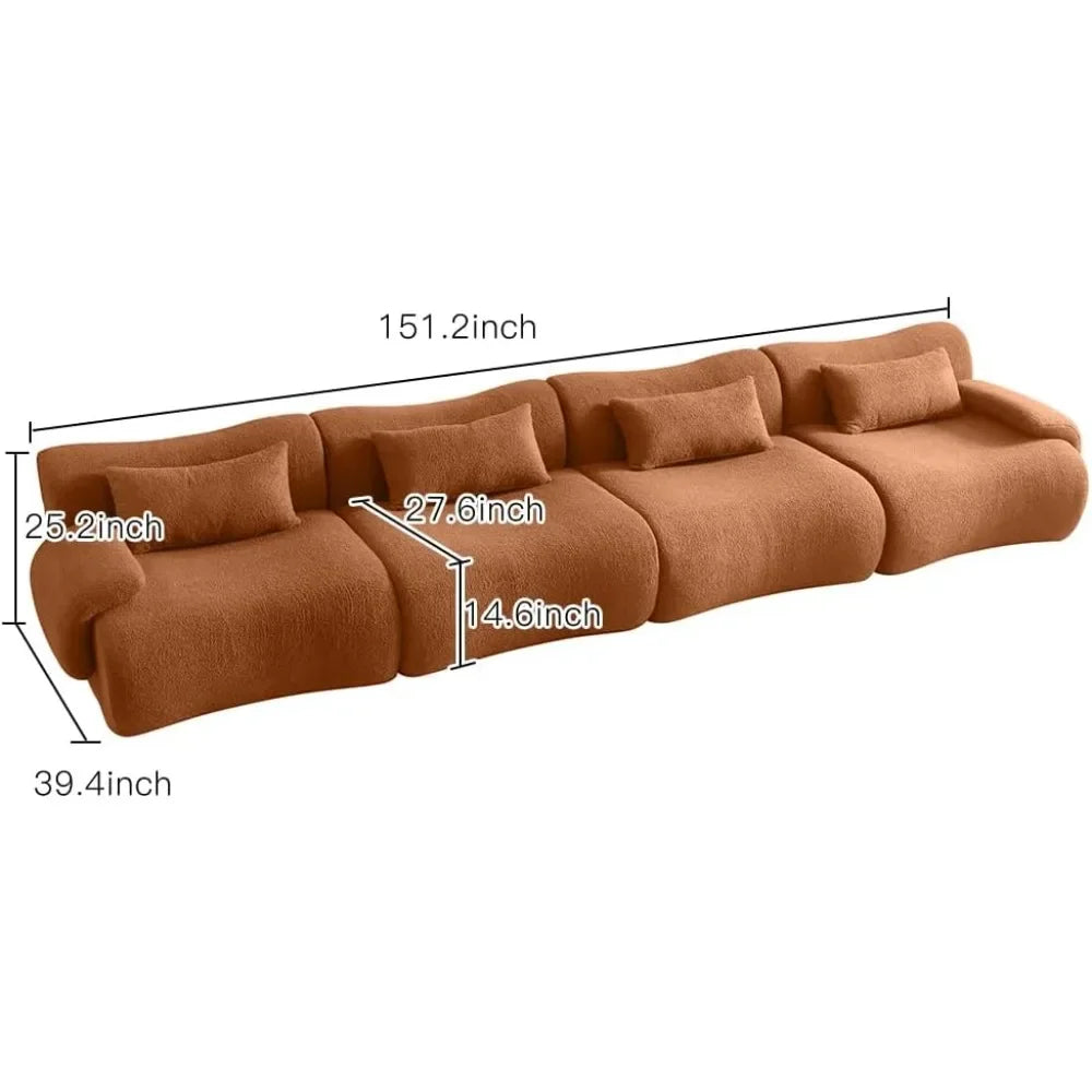 ASHLEY Luxury Modern Cloud Couch, Oversized Boucle Sectional Sofa – 141.73"