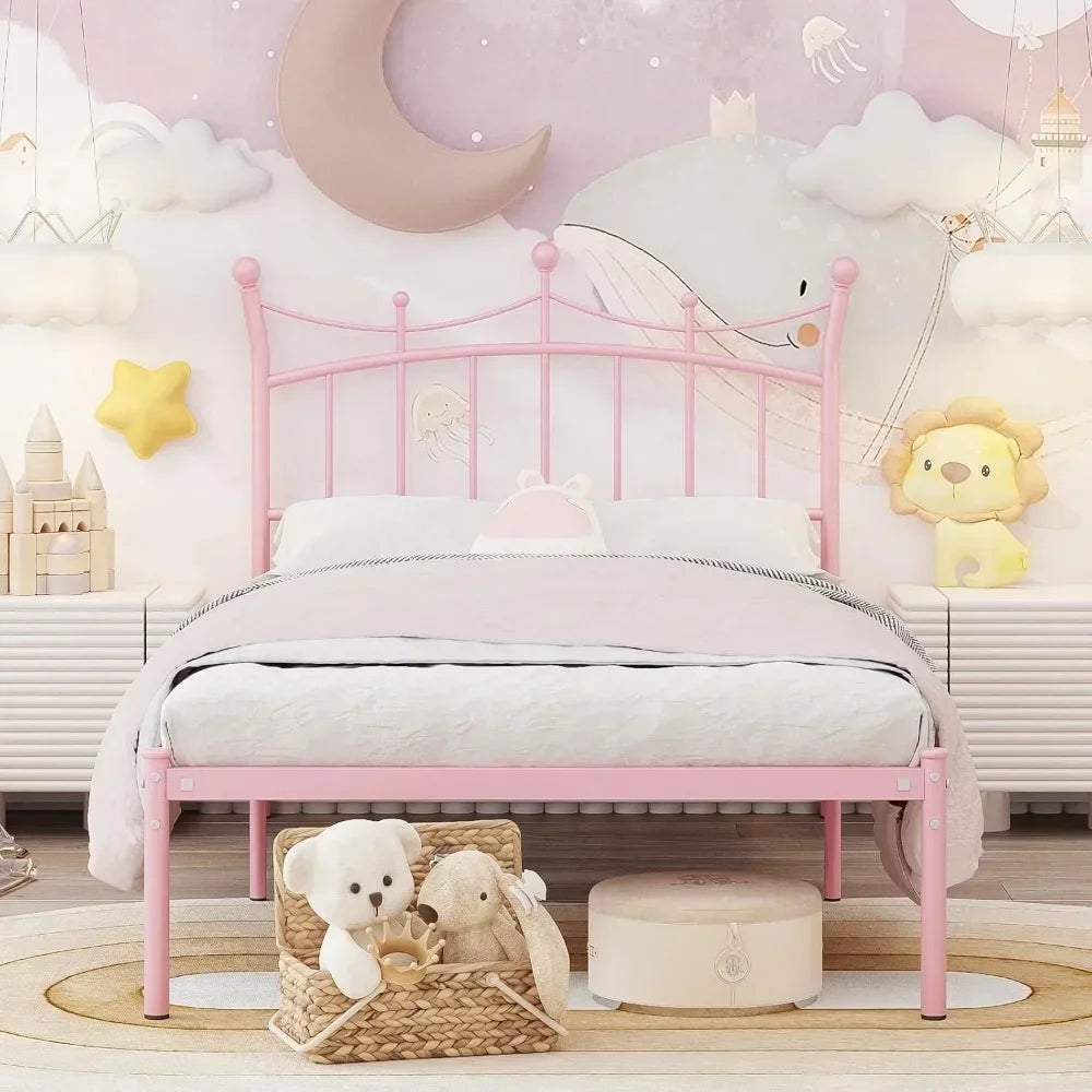 ARIANA Princess Crown Metal Platform Bed – Twin Size | 42.8" Wide