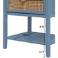 EVELYNN Modern Blue Rattan Nightstand Set - 2-Drawer Side Table 18'' Wide