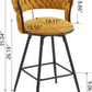 26 inch Bar Stool Set of 2, 360° Swivel Counter Barstool with Backrest, Upholstered Hand-Woven Barstool, Modern Bar Chair