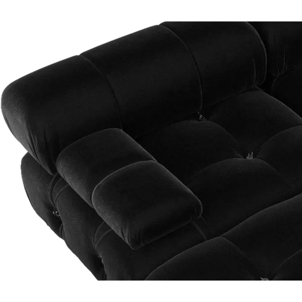 LONDON Modern Velvet L-Shaped Convertible Sectional Sofa with Ottoman – 103.95"W