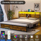 AMELIA Modern King Platform Bed Frame 76'' Wide with LED Lights