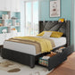 ISABELLA Arelia Modern Upholstered Platform Bed Frame 39.3'' Wide with 4 Storage Drawers and Charging Station