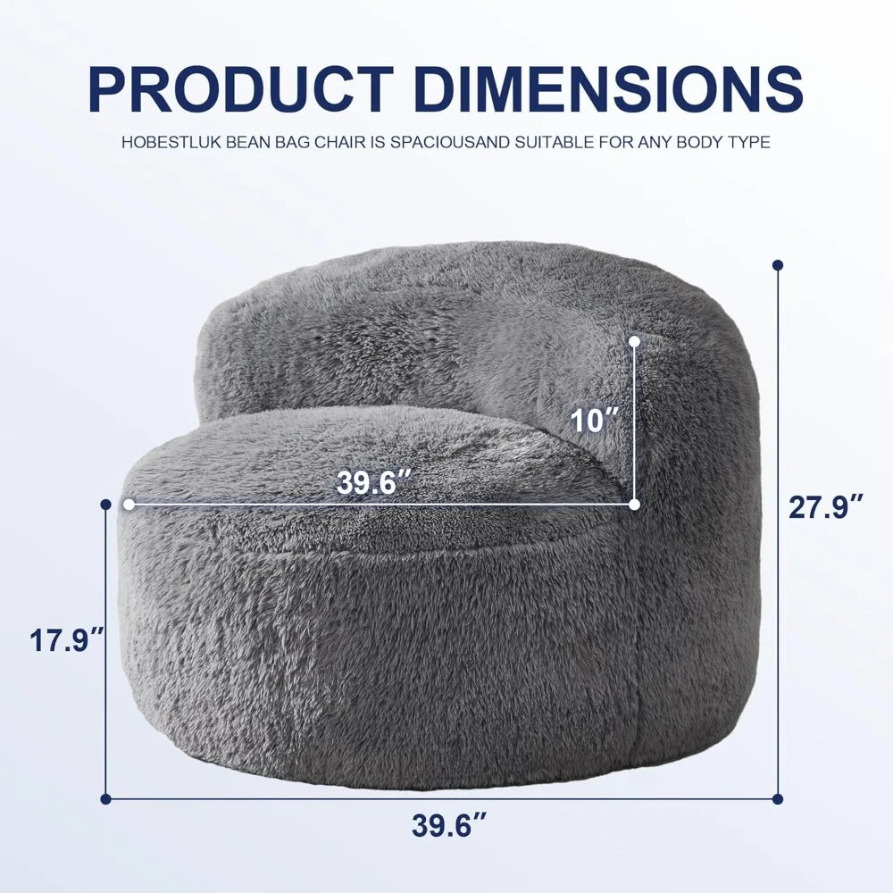 KIRA Modern Faux Fur Bean Bag Chair – Lounge Sofa Style | 39.6'' W
