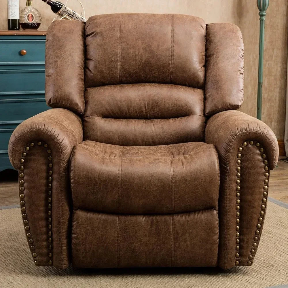 ANTHONY Classic Leather Manual Recliner Chair – Traditional Single Sofa - 41"