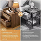 WYNTER Wide Bedside Table with Type-C Charging, 2 Drawers & Open Shelf